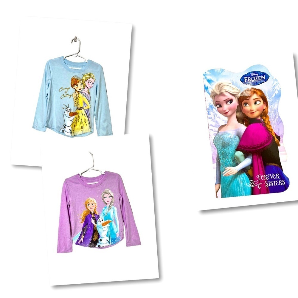 Disney Frozen Long Sleeve T-Shirts Size 4/5 Blue/Purple